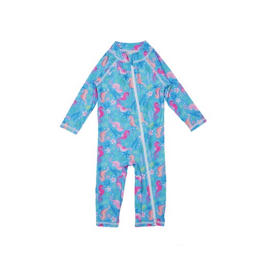 Flap Happy Infant & Toddlers Sun Protective Upf 50+ Long Surf Ankle Length Swimsuit In Seahorse Garden