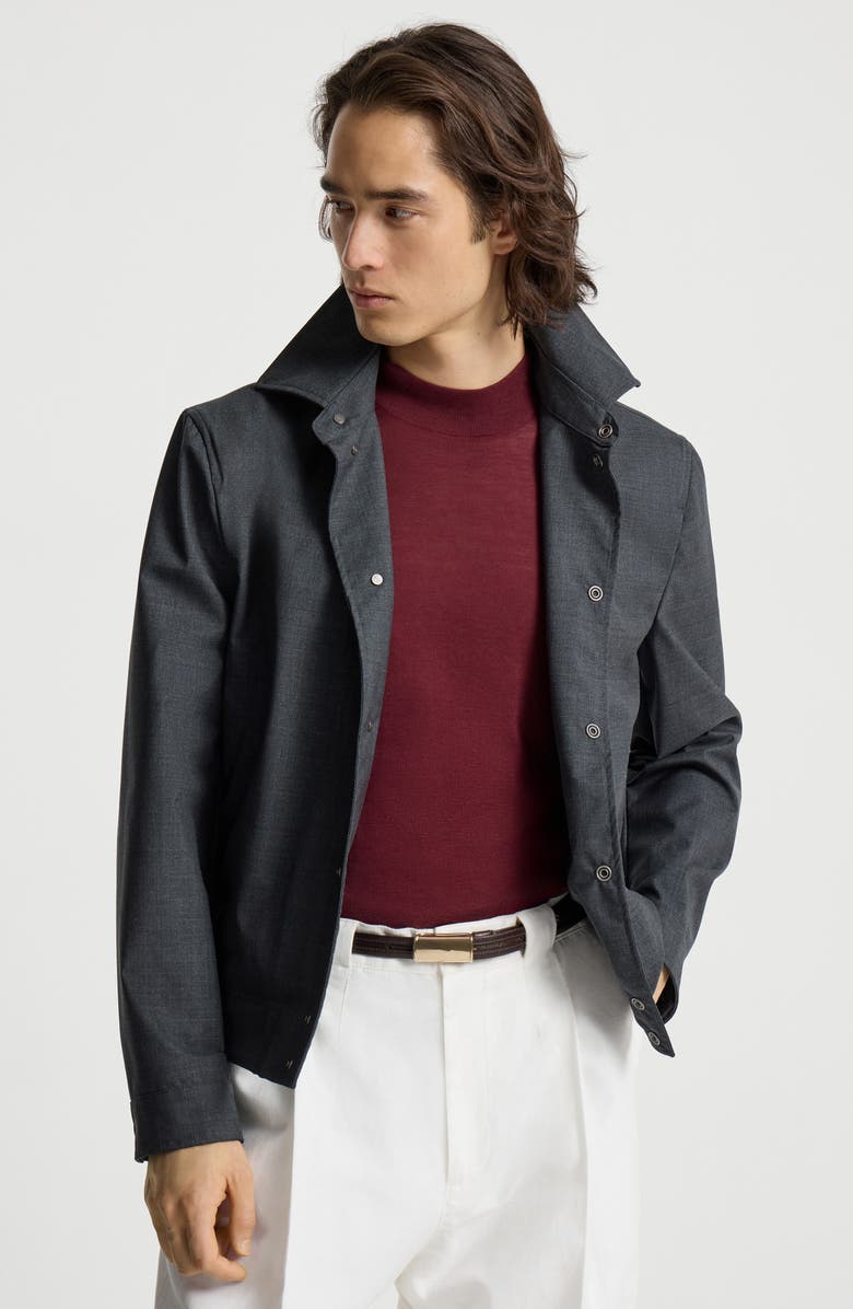 Brunello Cucinelli Virgin wool fresco outerwear jacket, Alternate, color, Dark Grey