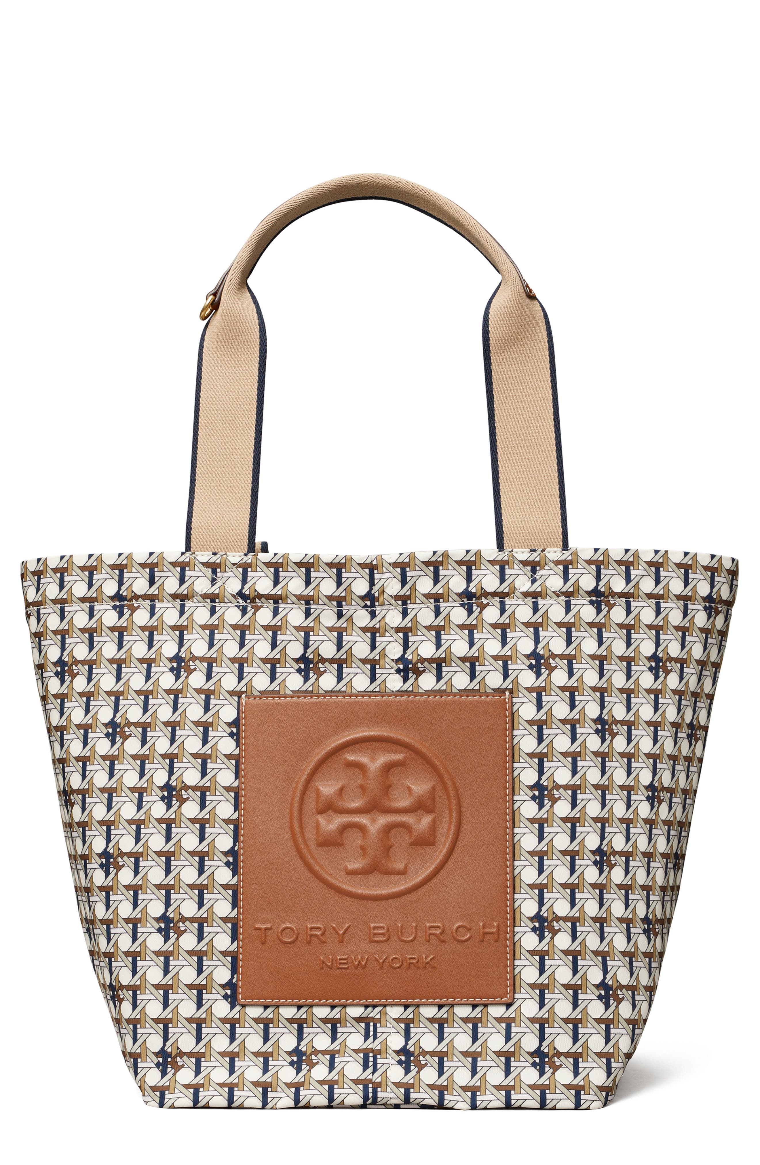 Tory Burch Small Basketweave Nylon Tote, Main, color, 