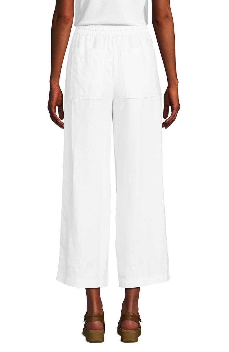 Lands' End High Rise Pull On Drawstring Linen Wide Leg Crop Pants, Alternate, color, 