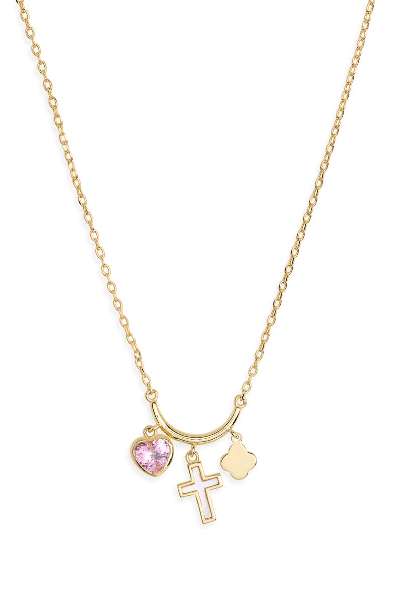 Crystal & Mother-of-Pearl Charm Pendant Necklace, Alternate, color, GOLD