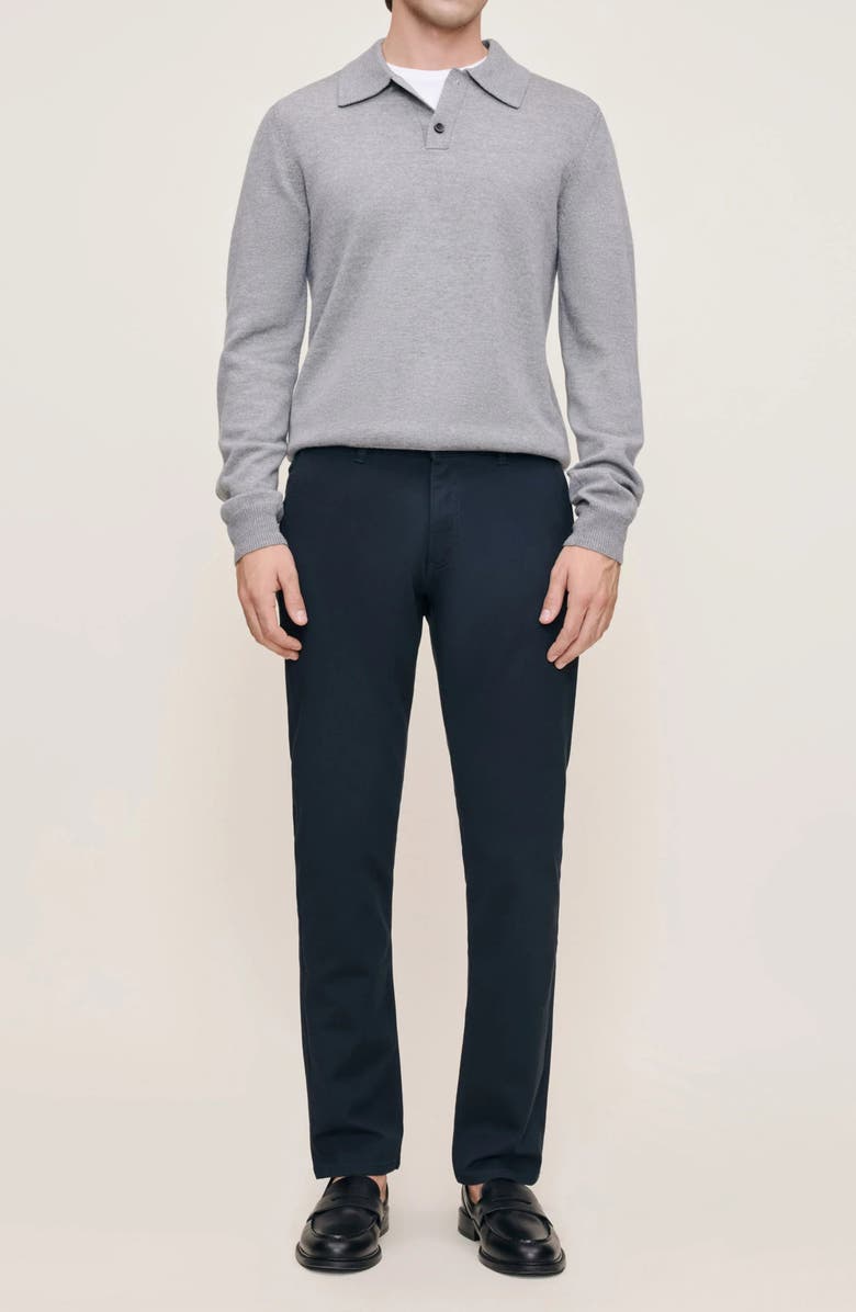 DL1961 Merino Wool Johnny Collar Polo Sweater, Alternate, color, Grey Melange