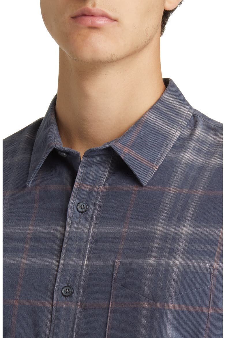 Plaid Corduroy Button-Up Shirt, Alternate, color, IRIS BLUE/ CHALK PINK