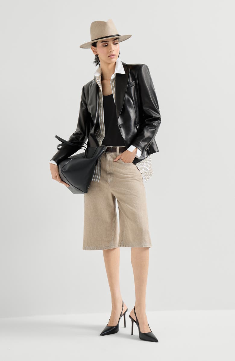 Brunello Cucinelli Satin top, Alternate, color, Black