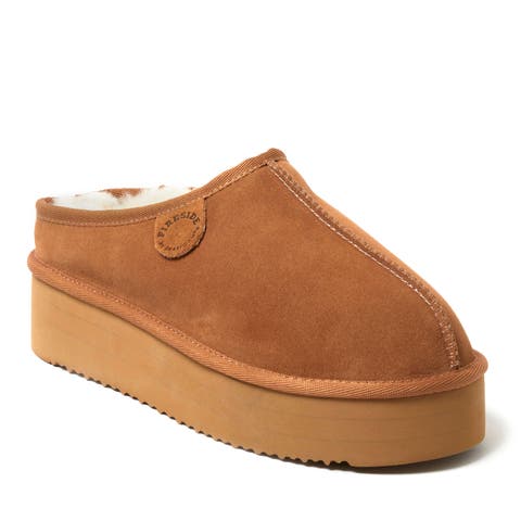 Fireside Queenstown Genuine Shearling Platform Clog Slipper (Women)