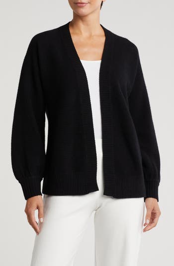 Nordstom Collection Black shops 100% Cashmere Open Ribbed Cardigan sz XS