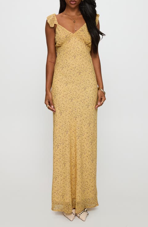 Dearlie Floral Ruffle Strap Maxi Dress