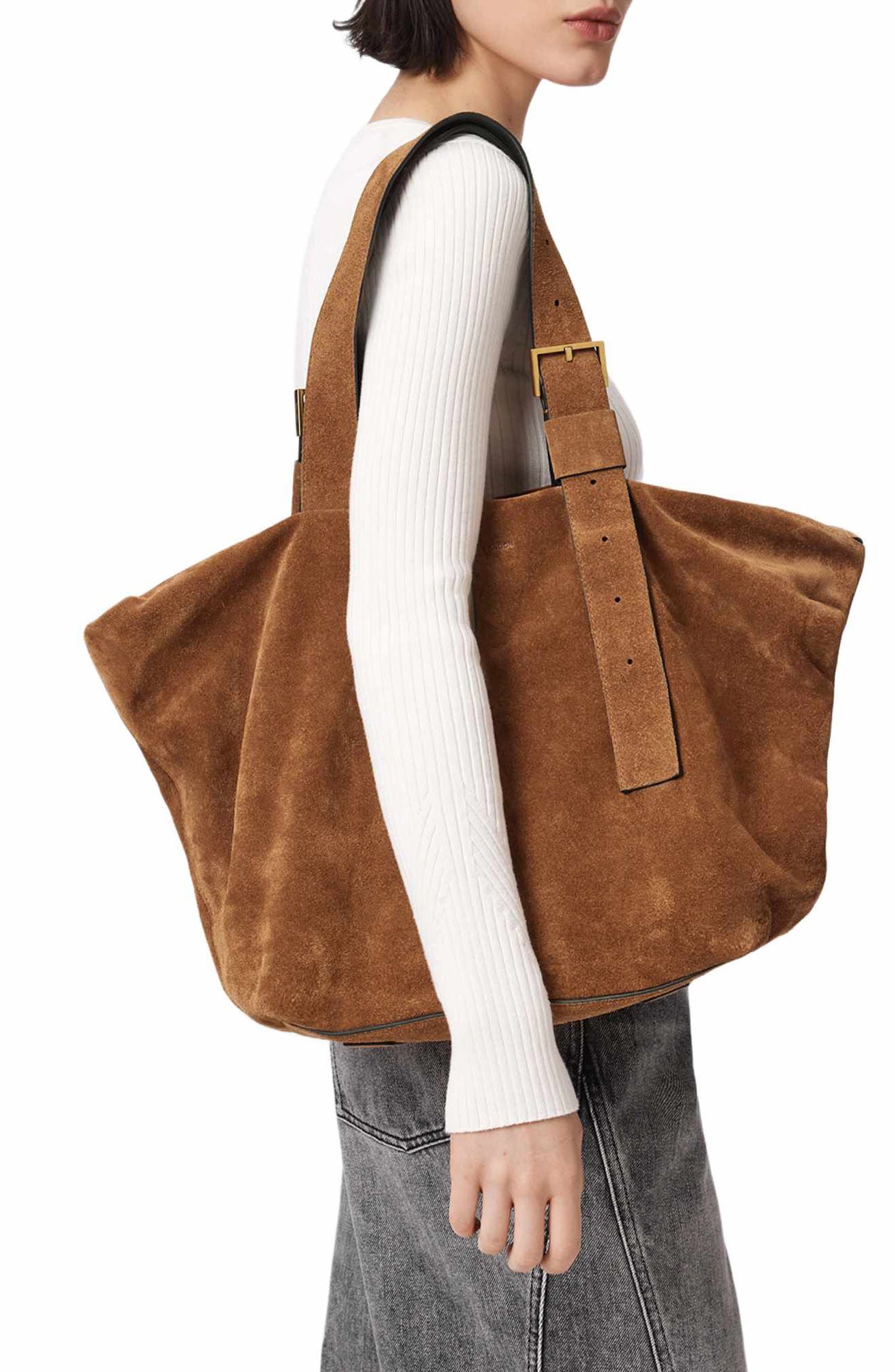 Alba Zip Suede Tote, Alternate, color, ARIZONA TAN BROWN