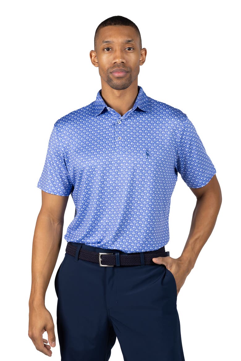 Carts & Byrd Print Performance Polo, Alternate, color, DENIM