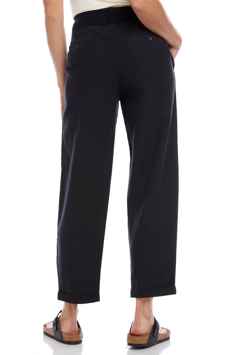 Linen Blend Drawstring Pants, Alternate, color, BLACK