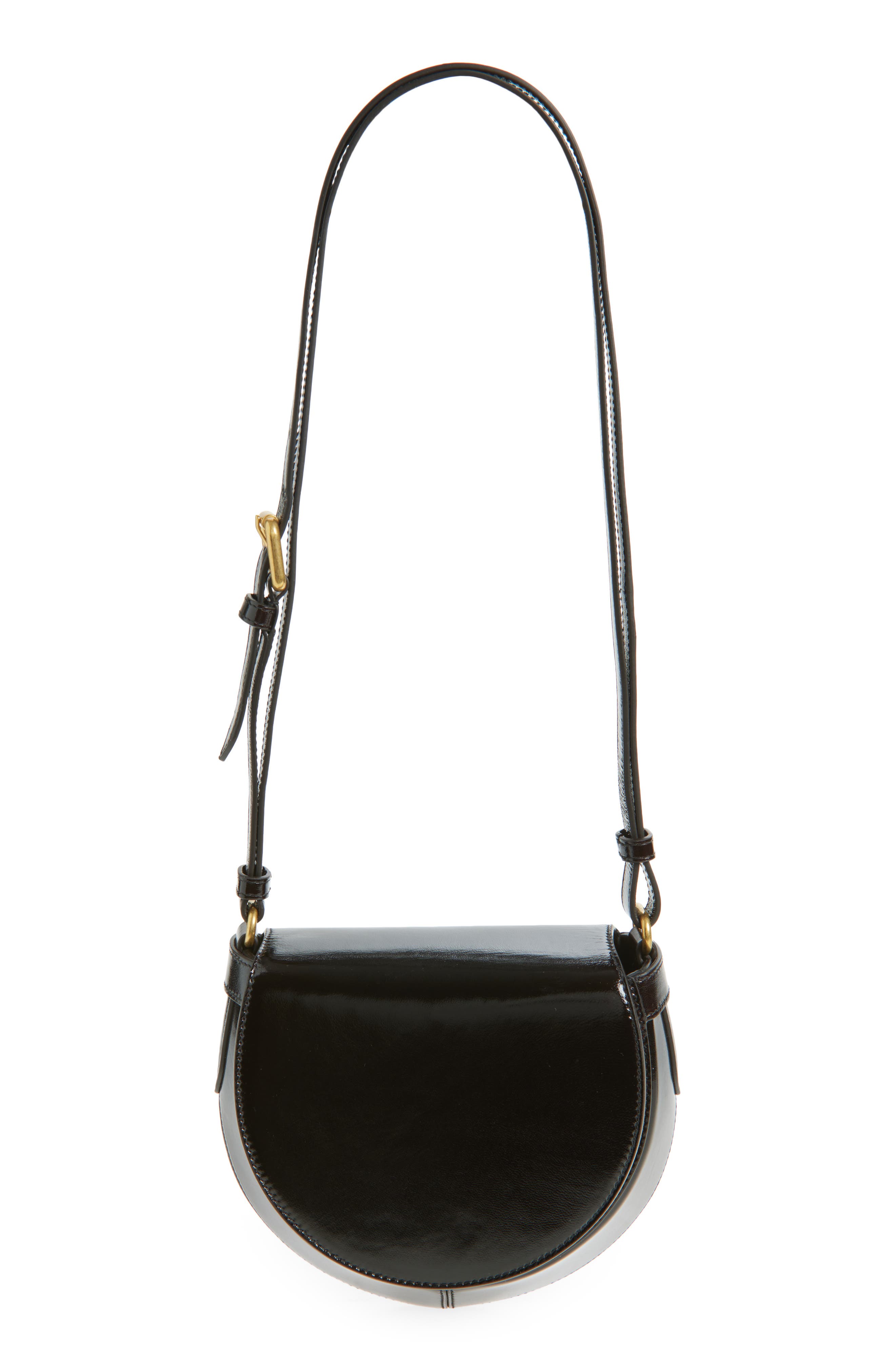 Dries Van Noten Arc Patent Leather Crossbody Bag, Main, color, Dark Brown 704