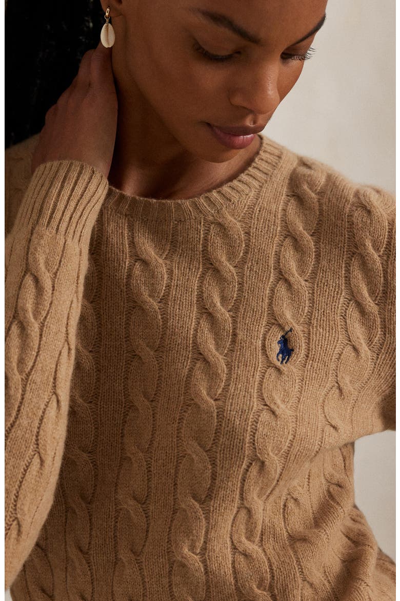 Cable Knit Wool & Cashmere Sweater, Alternate, color, COLLECTION CAMEL MELANGE