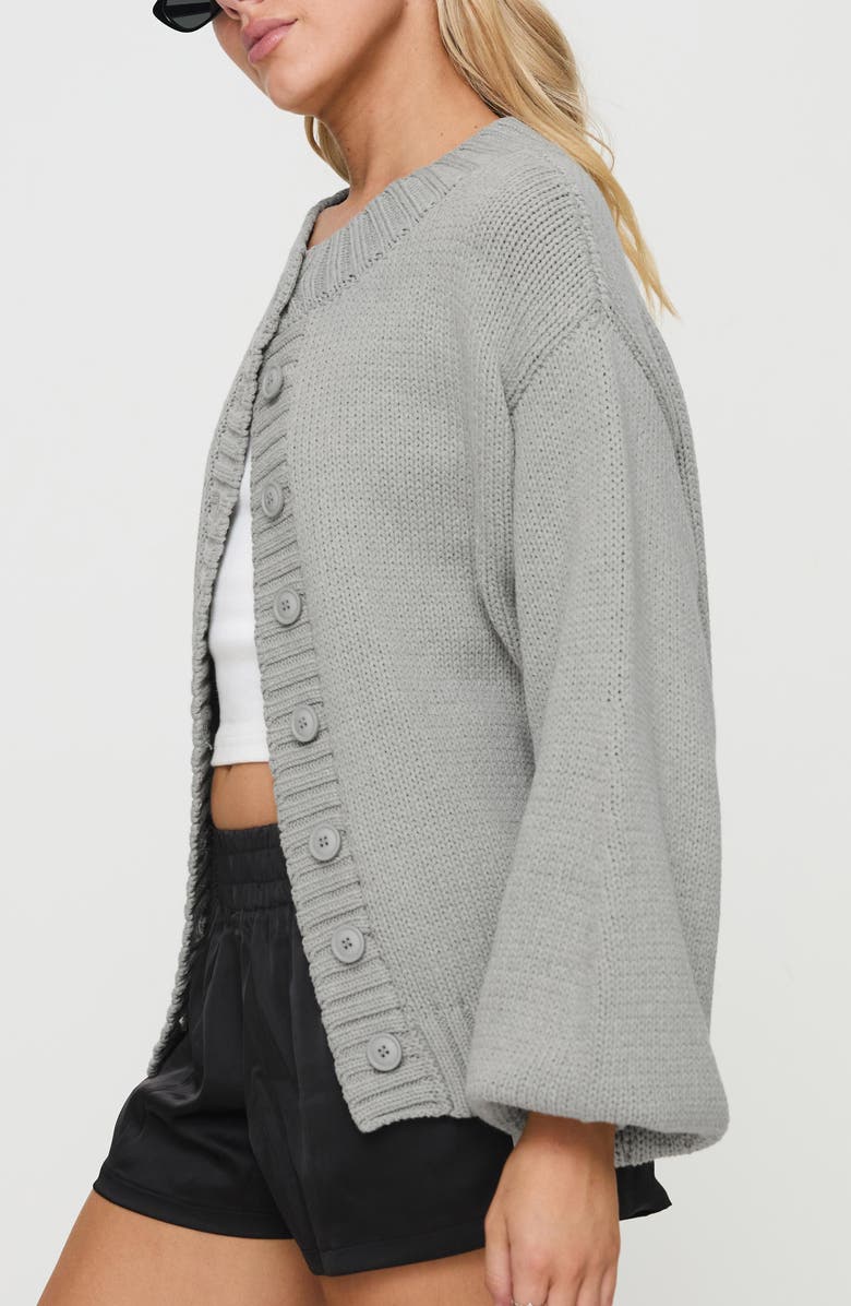Princess Polly Edern Blouson Cotton Blend Cardigan, Alternate, color, Grey