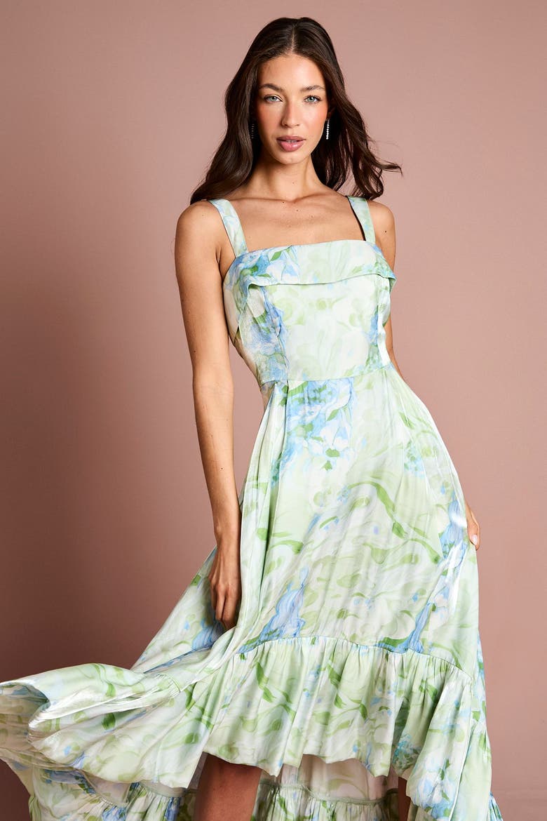 Organza High Low Maxi Dress, Alternate, color, Green