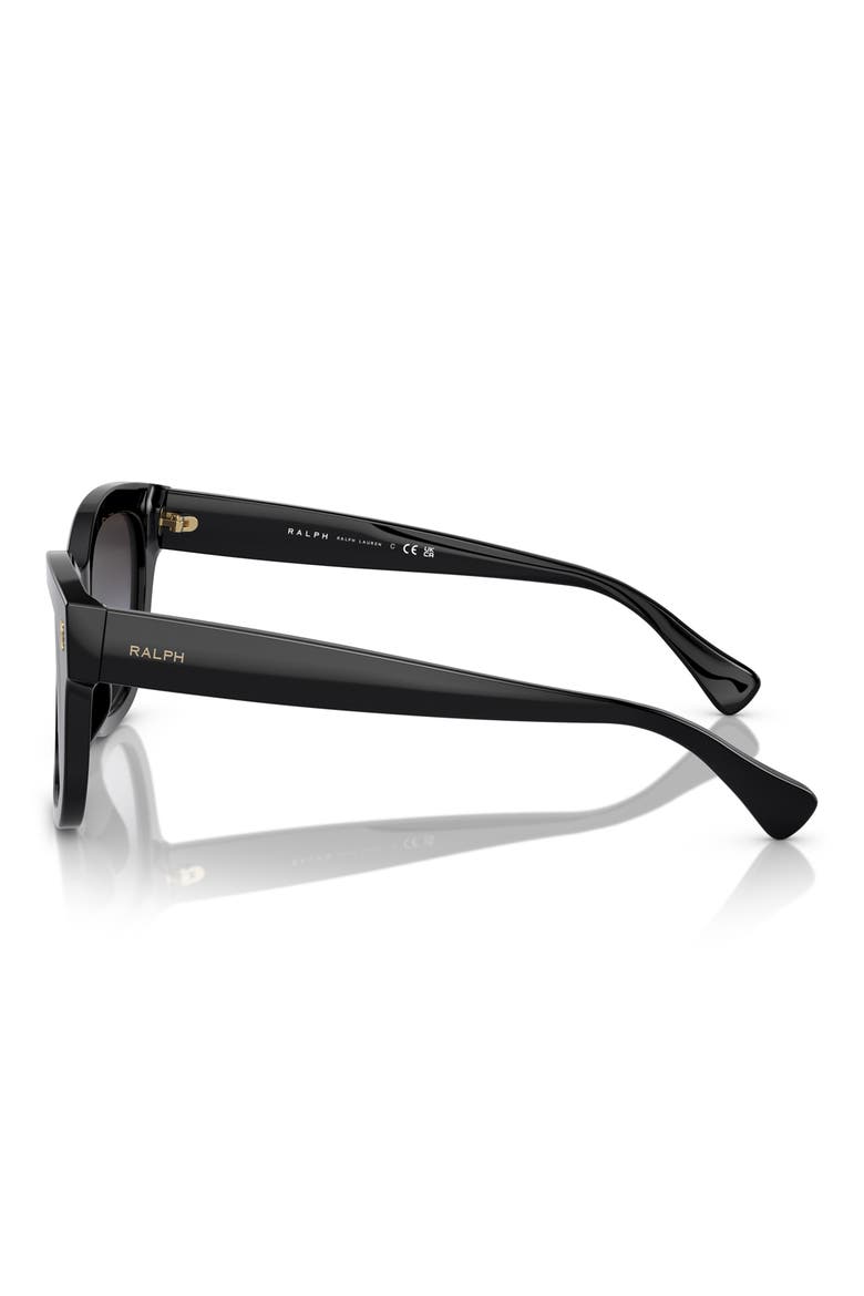 52mm Gradient Oval Sunglasses, Alternate, color, SHINY BLACK / GRADIENT GREY