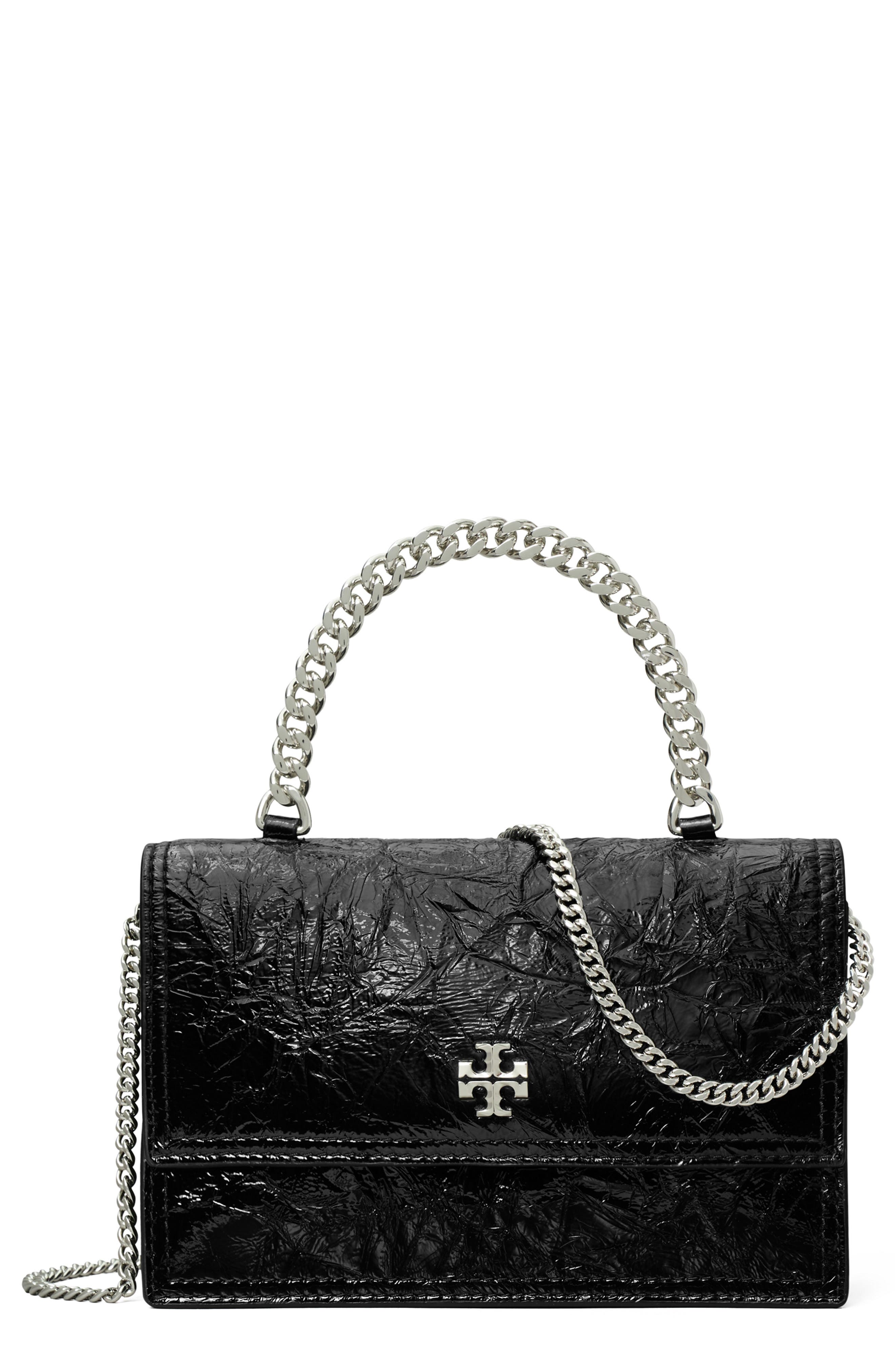Tory Burch Mini Kira Deconstructed Leather Top Handle Bag, Main, color, 