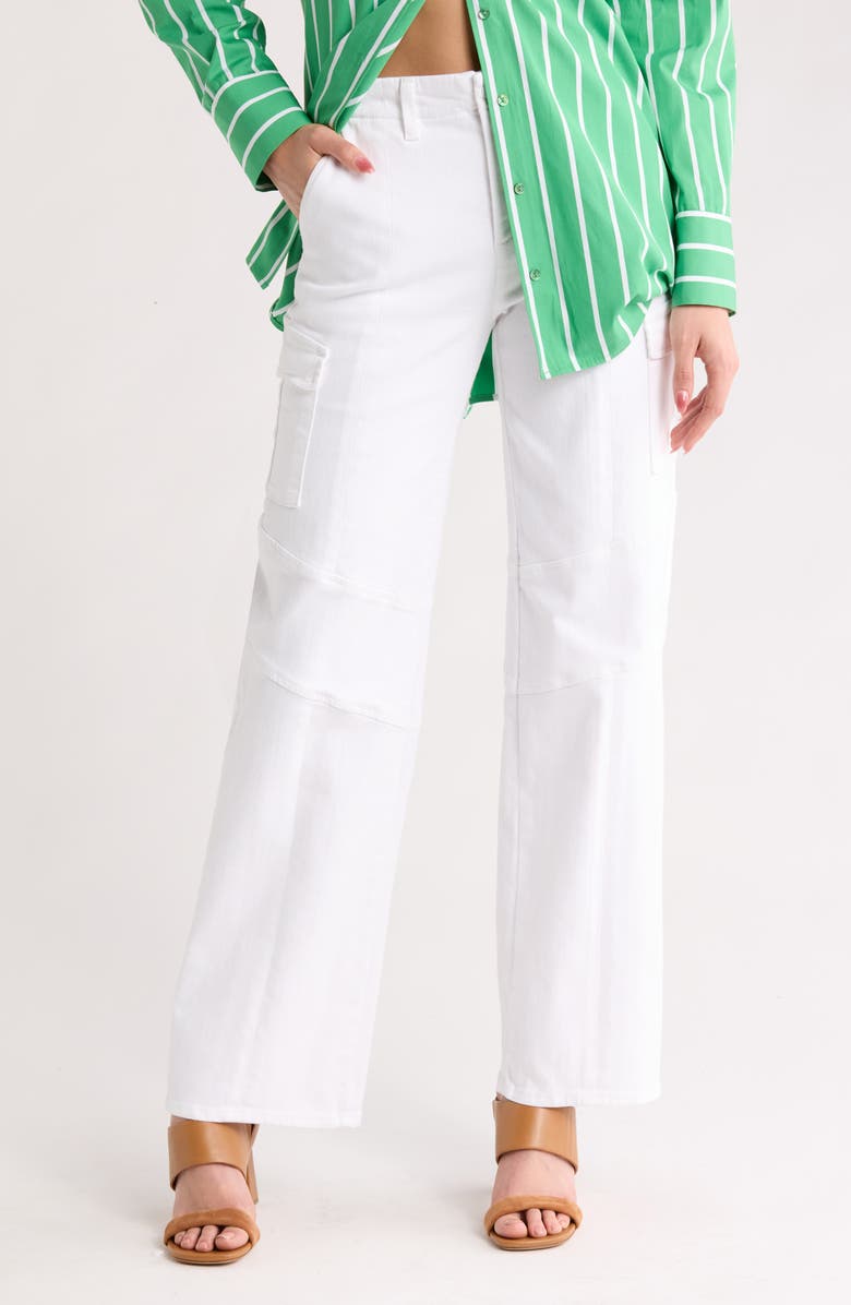 L'AGENCE Brooklyn High Waist Wide Leg Utility Jeans, Main, color, Blanc