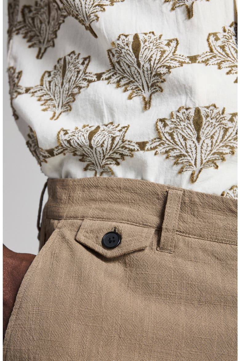 Botanical Cotton Camp Shirt, Alternate, color, TINTED WHITE/ OLIVE