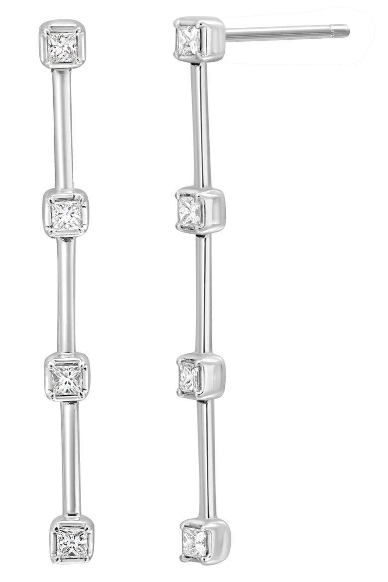 Aviva Diamond Station Linear Drop Earrings (Nordstrom Exclusive), Main, color, 18K WHITE GOLD