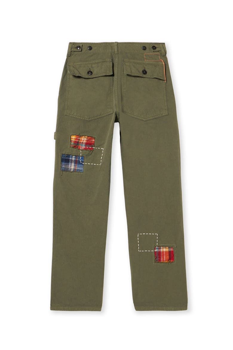 Herringbone Fatigue Trousers, Alternate, color, Green