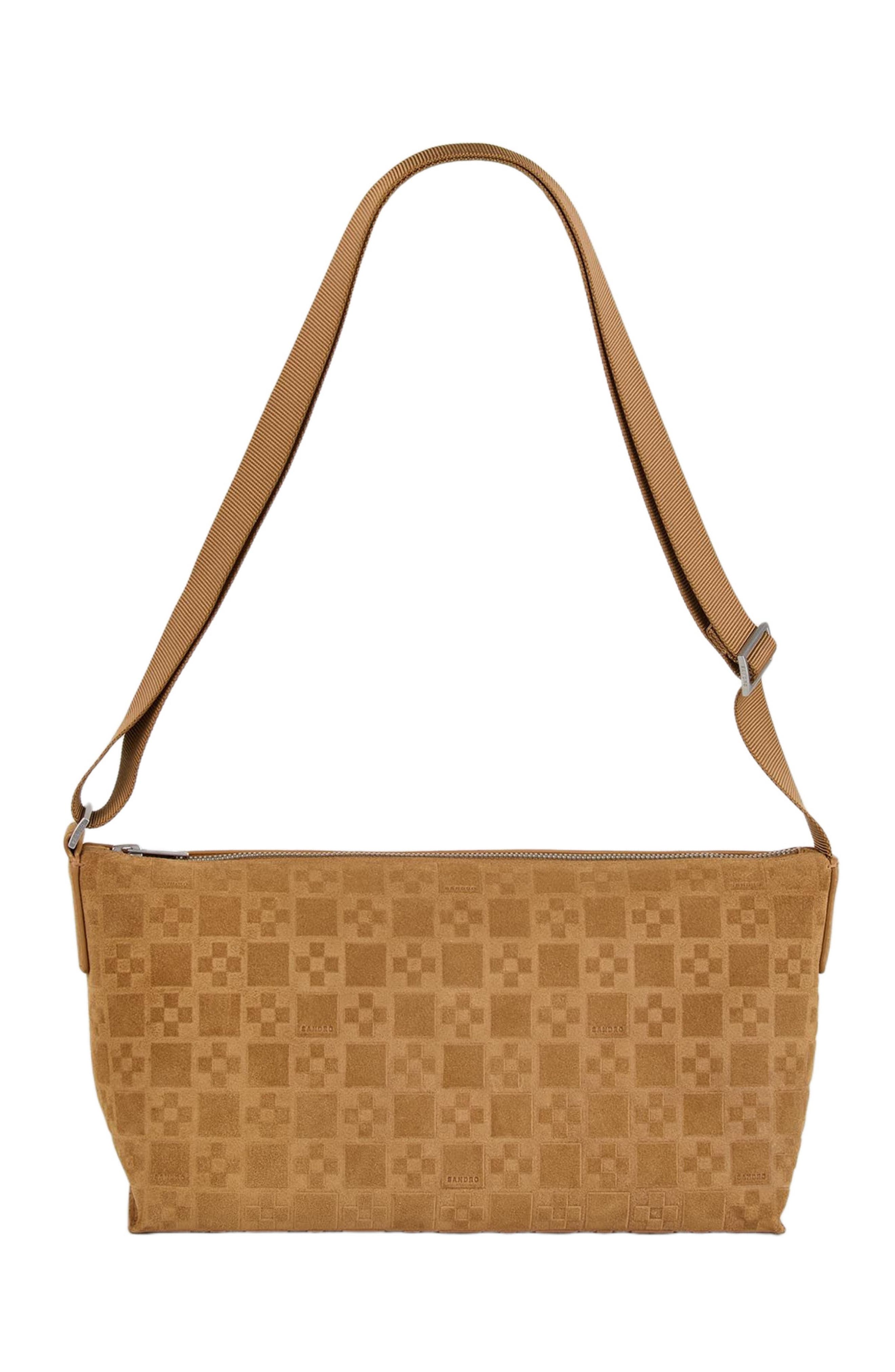 SANDRO Square cross shoulder bag, Alternate, color, Camel