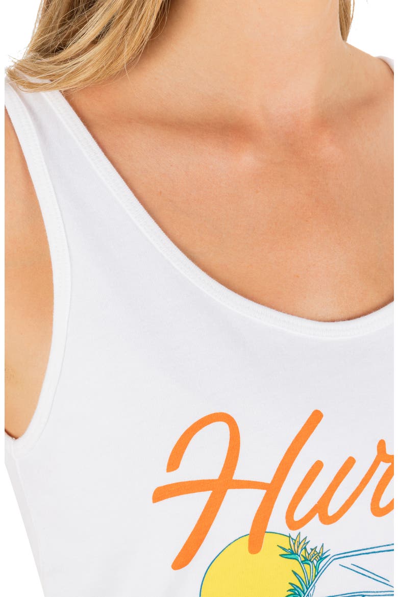 Palm Tree Auto Scoop Hem Cotton Graphic Tank Top, Alternate, color, WHITE