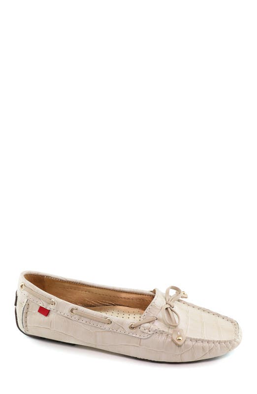 Marc Joseph New York Cypress Hill Croco Tiebow Driver Loafer, Main, color, Porcelain Croco