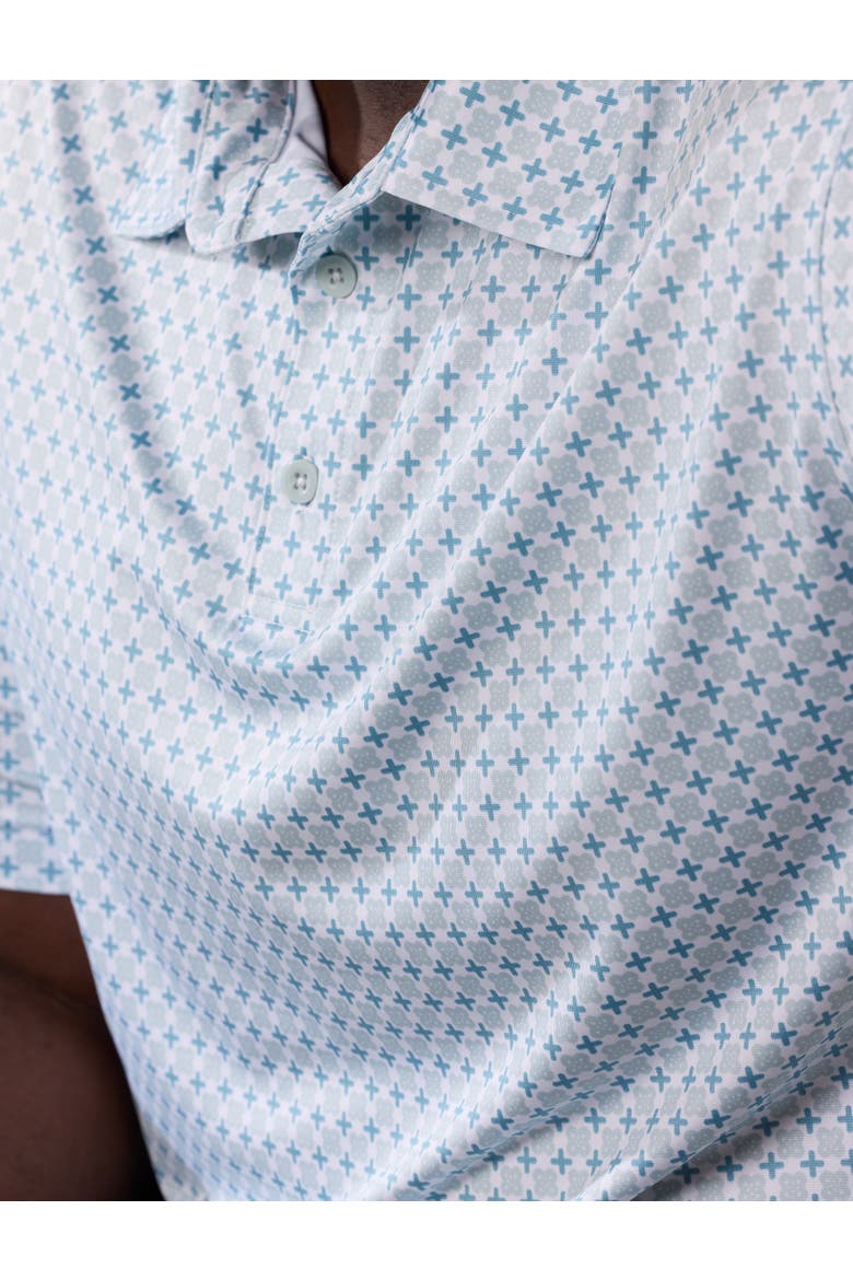 Big & Tall Mini Geometric Print Performance Polo Shirt, Alternate, color, ICE BLUE
