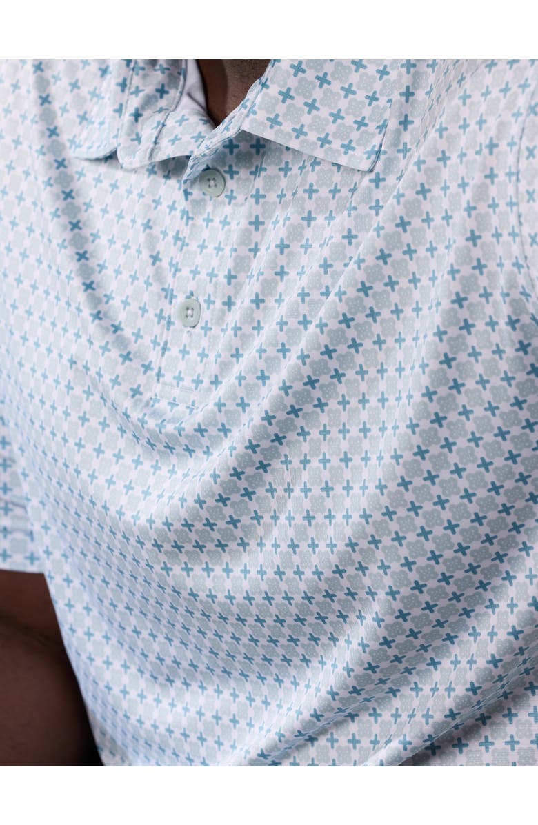 Reebok Big & Tall Mini Geometric Print Performance Polo Shirt, Alternate, color, Ice Blue