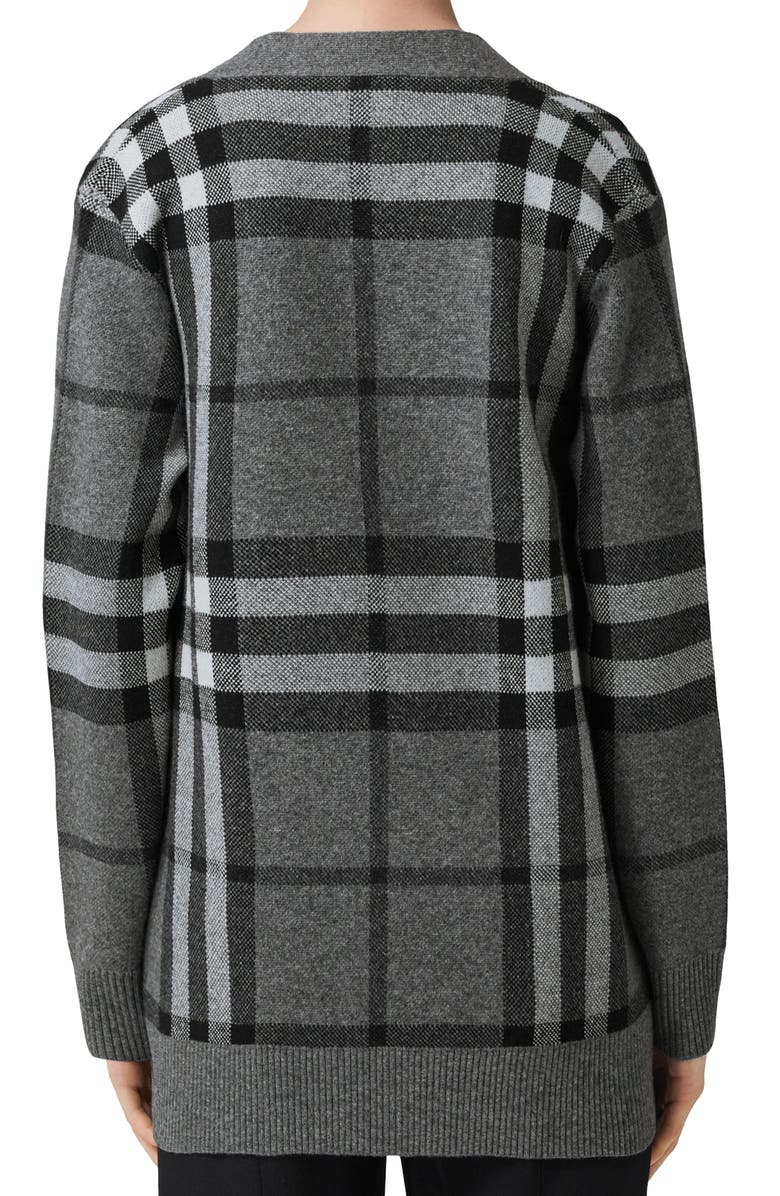 Burberry Willah Check Wool & Cashmere Cardigan, Alternate, color,