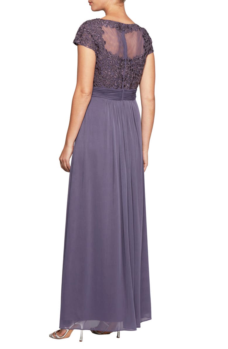 Alex Evenings Embroidered A-Line Gown, Alternate, color, Wisteria