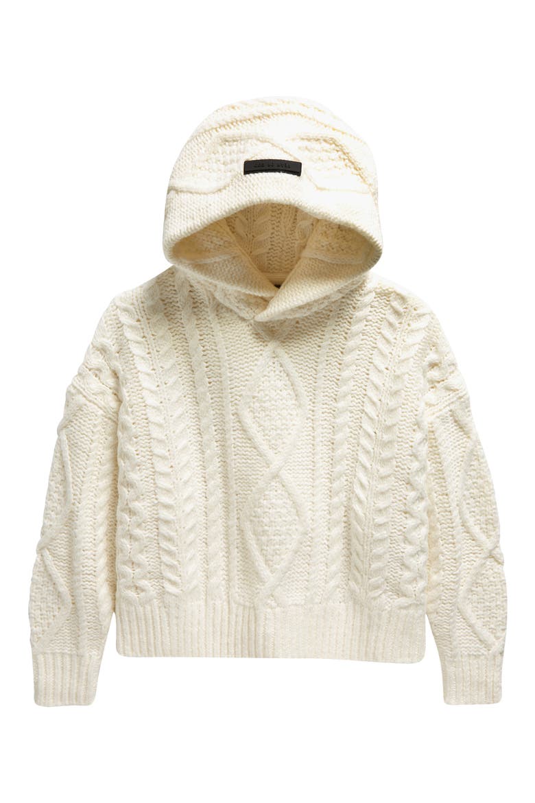 Kids' Cable Stitch Hoodie Sweater, Main, color, CLOUD DANCER