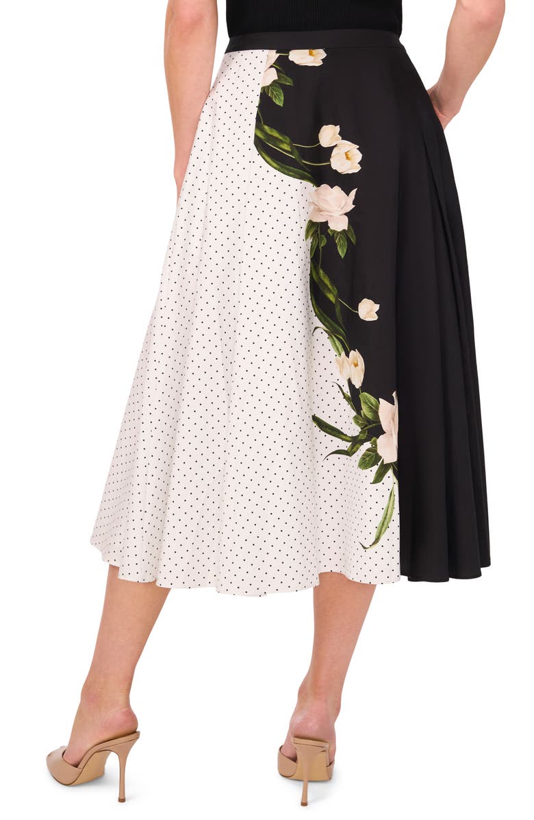 Ted Baker Mixed Print Cotton Circle Skirt, Alternate, color, Ultra White