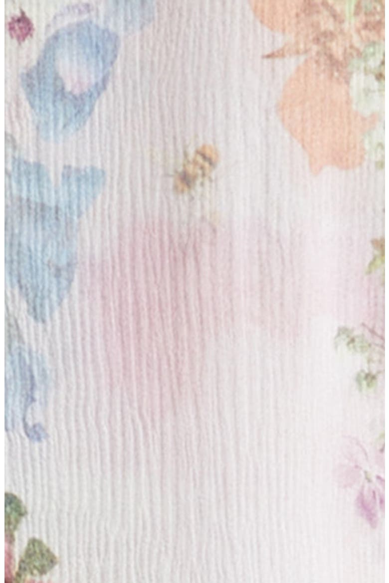 Floral Long Sleeve Silk Chiffon Tiered Minidress, Alternate, color, PALATIAL PASTELS