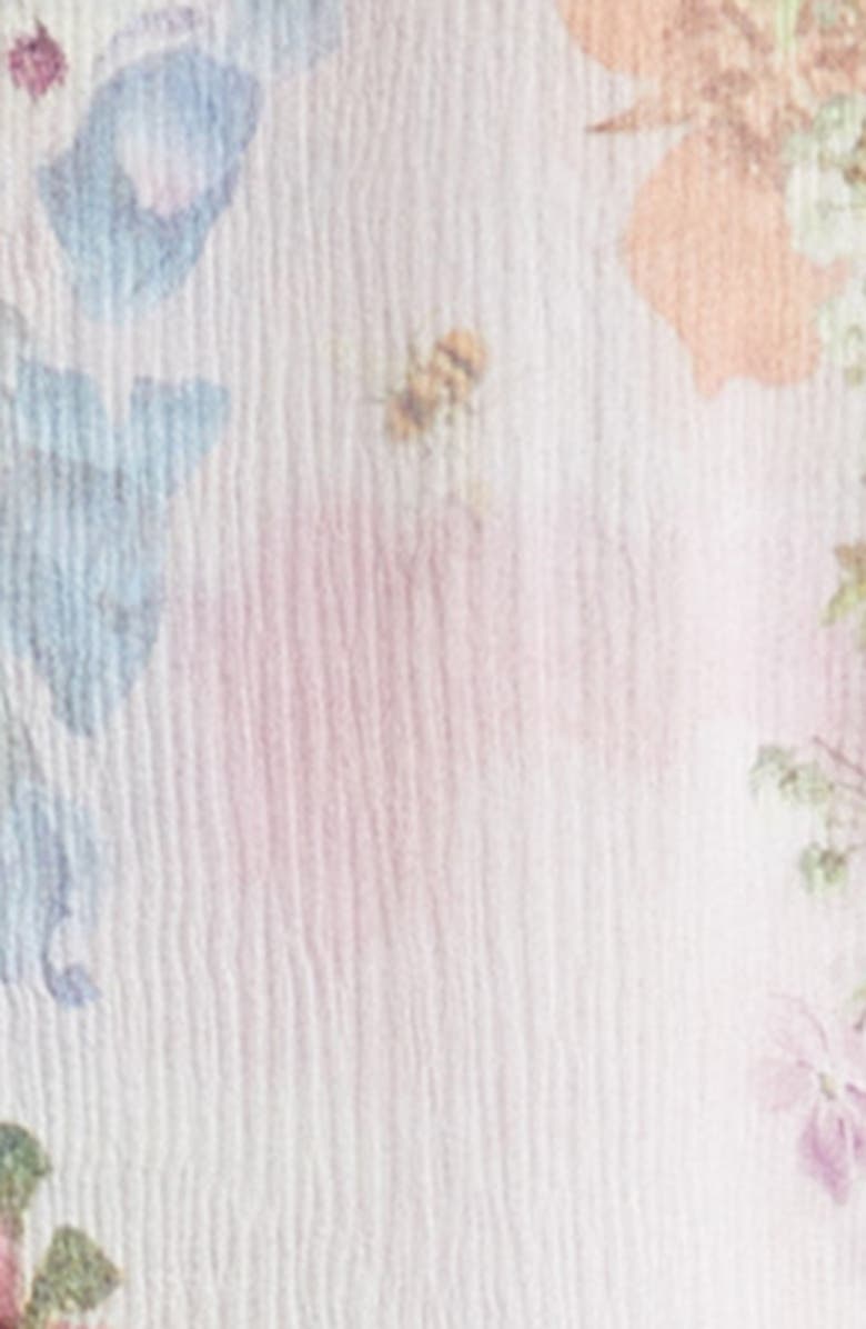 Camilla Floral Long Sleeve Silk Chiffon Tiered Minidress, Alternate, color, Palatial Pastels