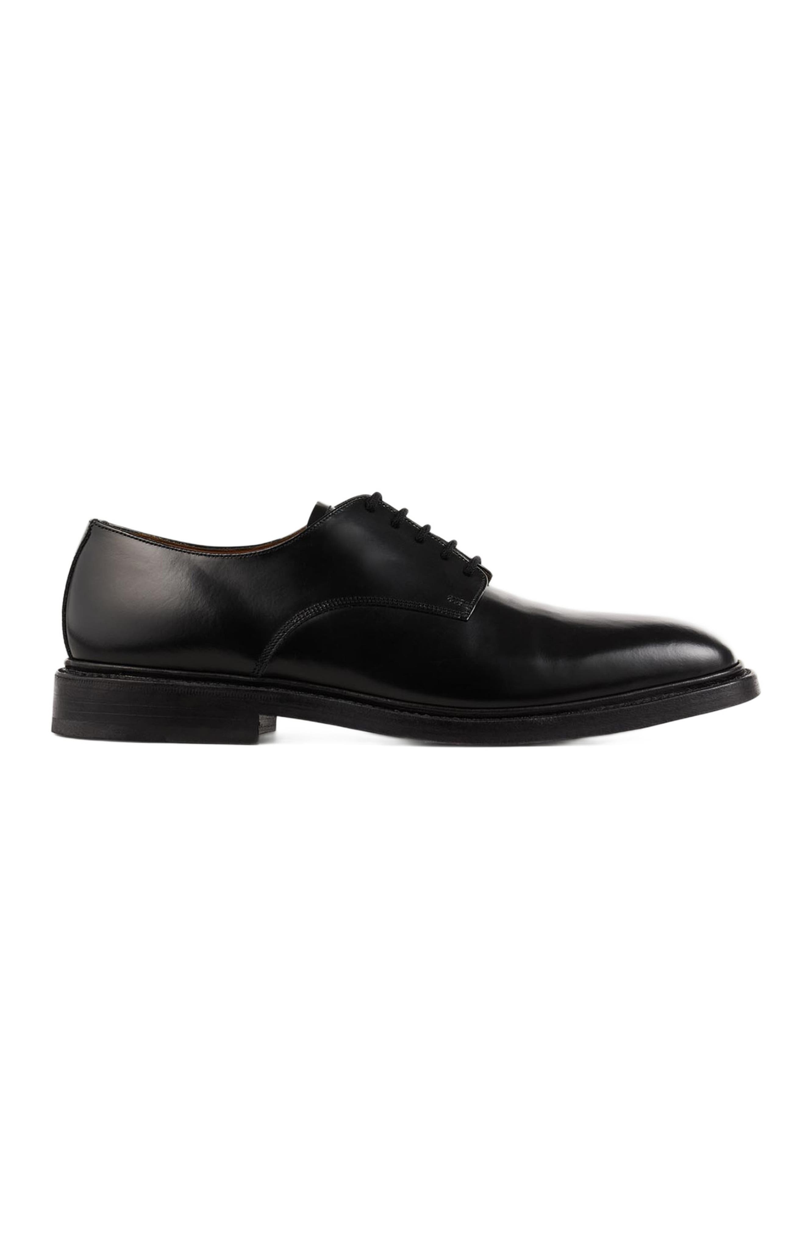 SANDRO Glazed leather derbies, Main, color, Black