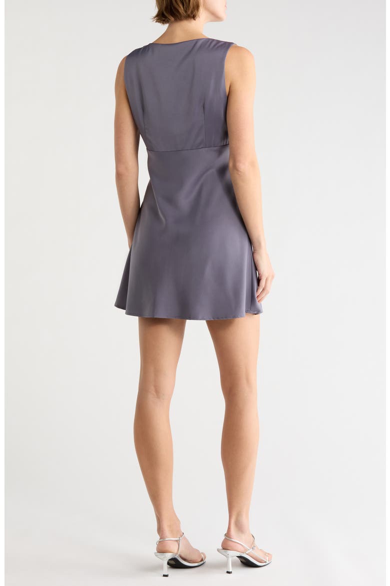 V-Neck Lace Trim Minidress, Alternate, color, STEEL BLUE