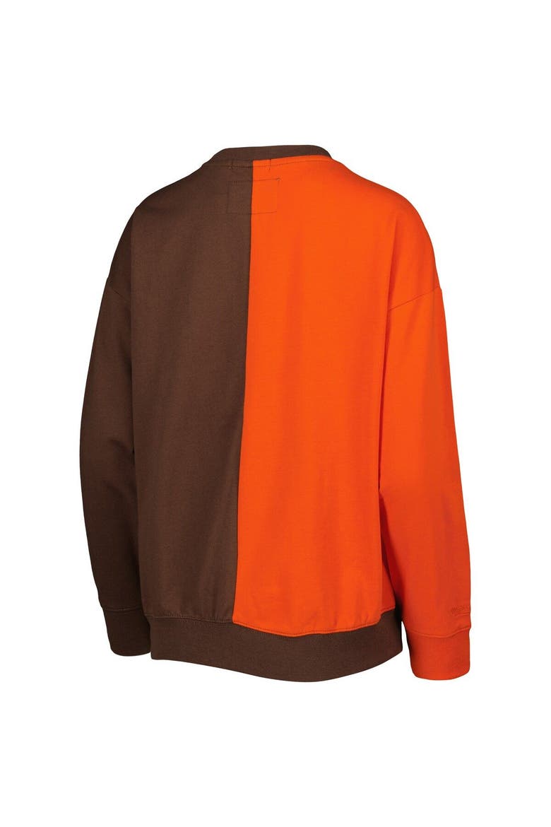 Women's Mitchell & Ness Orange/Brown Cleveland Browns Big Face Pullover Sweatshirt, Alternate, color, Orange