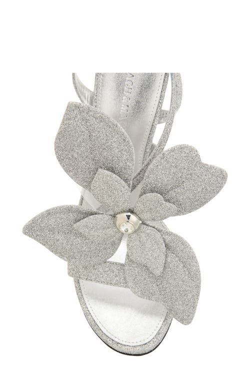 Mach&mach Mach & Mach Orchid Ankle Wrap Sandal In Silver