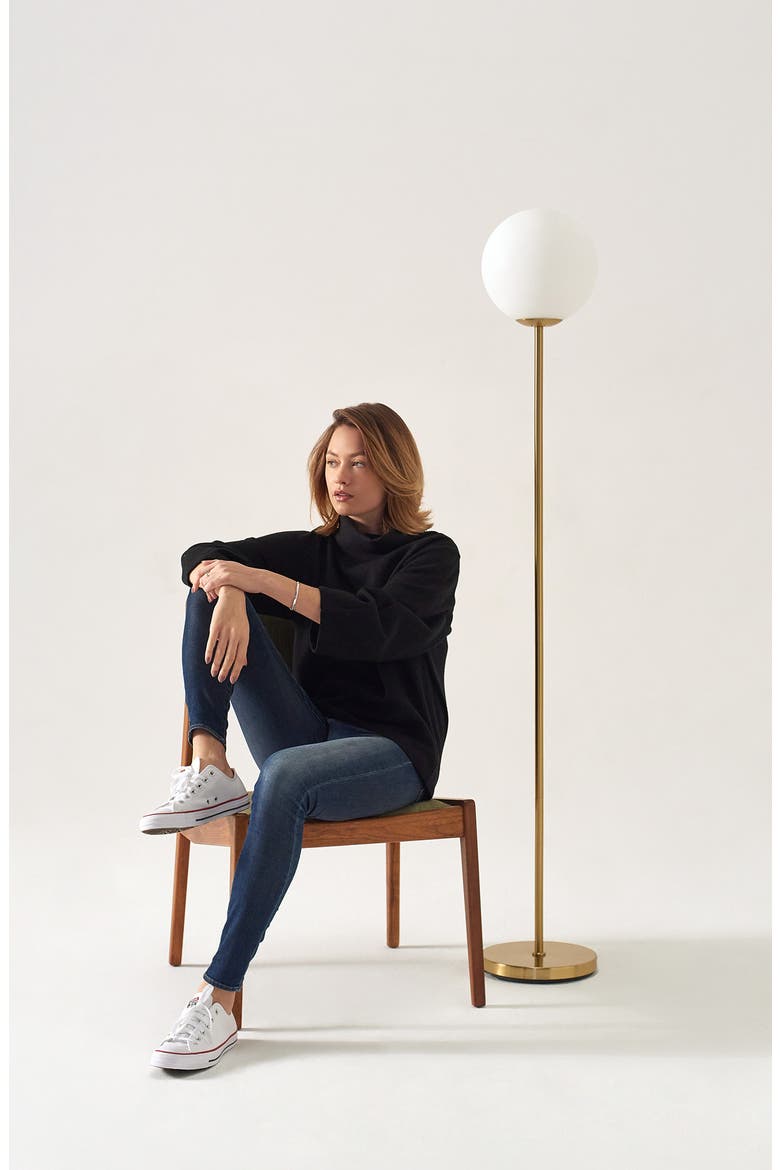 Luna 65" Modern LED Floor Lamp with Glass Globe Shade, Alternate, color, BRASS