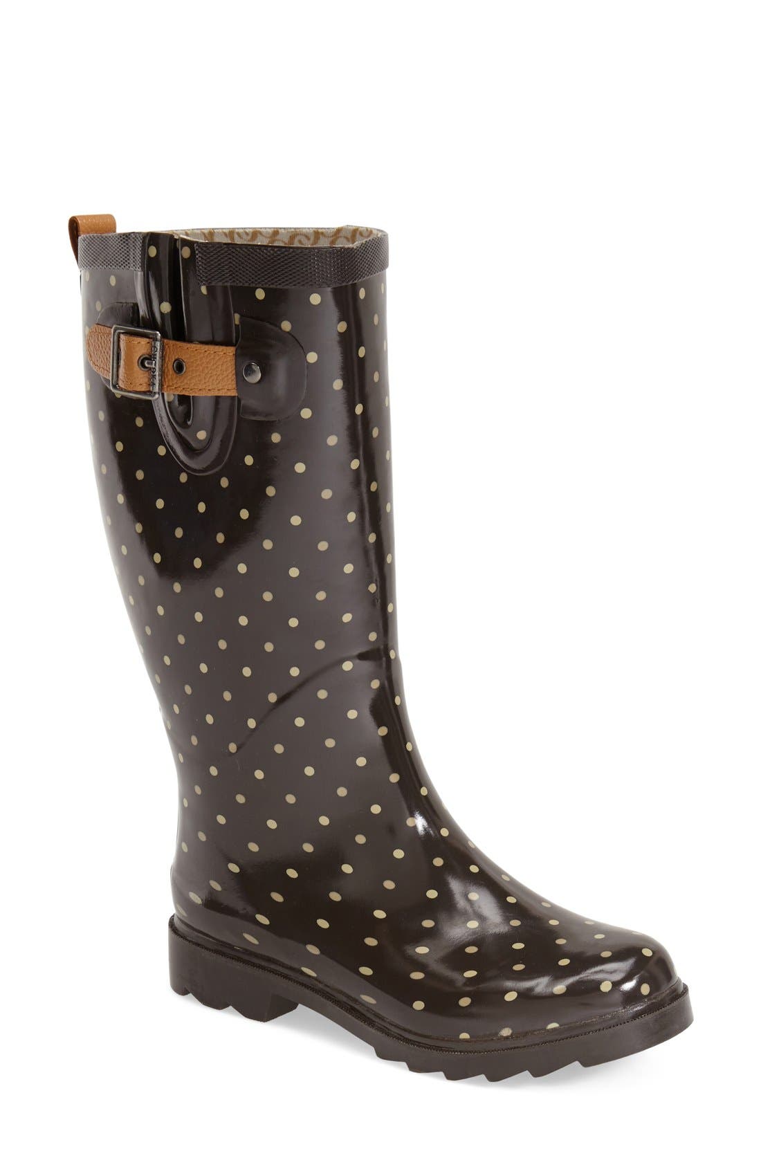 'Classic Dot' Rain Boot, Main, color, ESPRESSO