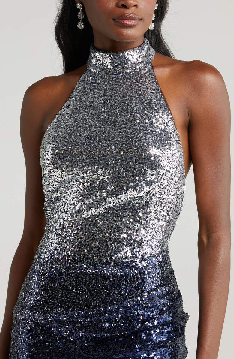 Jewel Badgley Mischka Ombré Sequin Halter Neck Cocktail Minidress, Alternate, color,