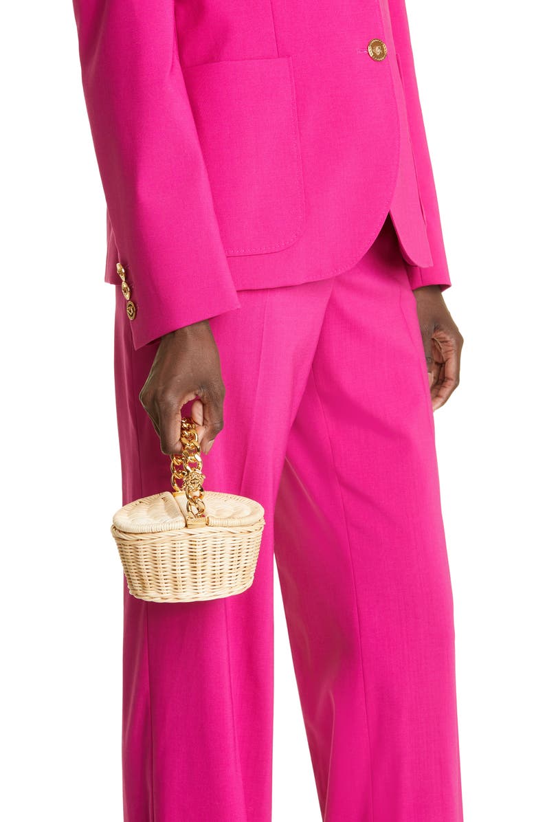 Versace Micro Straw Basket Bag, Alternate, color,