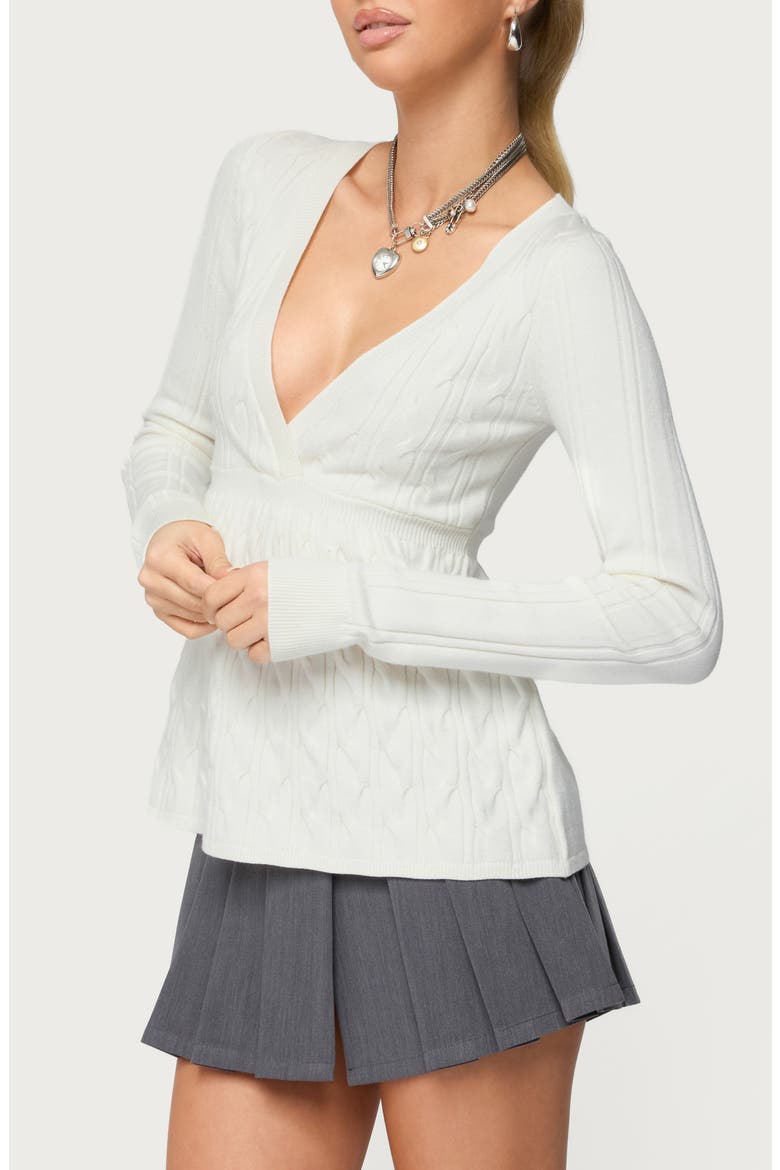 Saphey Peplum Cable Top, Alternate, color, IVORY