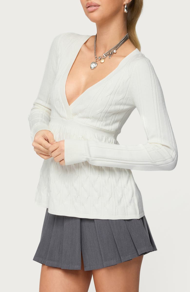 EDIKTED Saphey Peplum Cable Top, Alternate, color, 