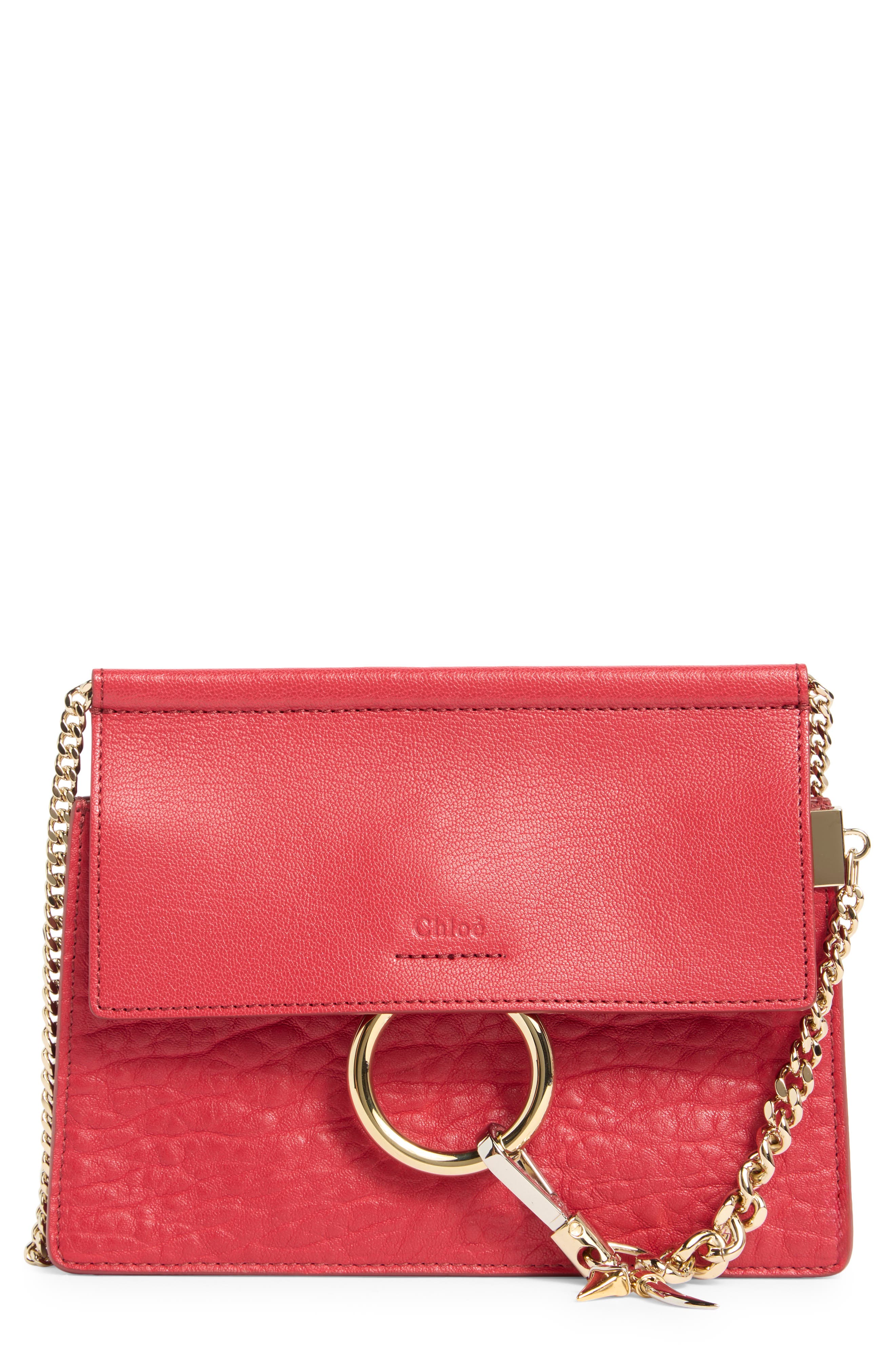 Chloé Mini Faye Leather Shoulder Bag, Main, color, 