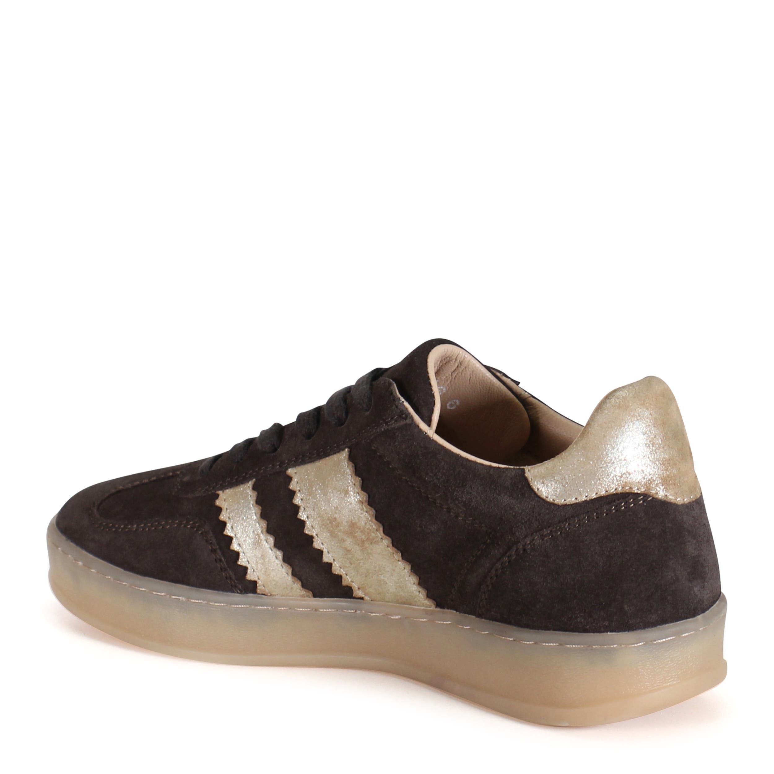 Diba True JON QWILL Lace Up Suede Sneaker, Alternate, color, Dark Brown/Gold