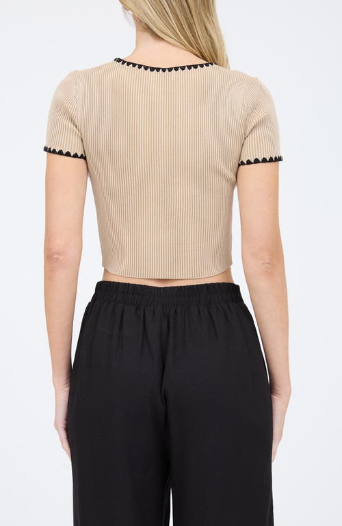 BLU PEPPER BLU PEPPER CONTRAST TRIM CROP KNIT TOP