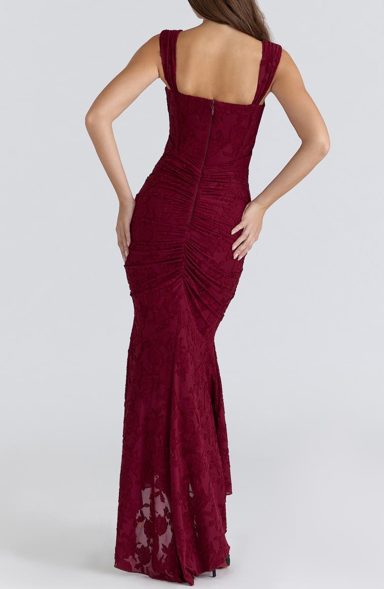 HOUSE OF CB Cesca Floral Burnout Corset Cocktail Dress, Alternate, color, Wine