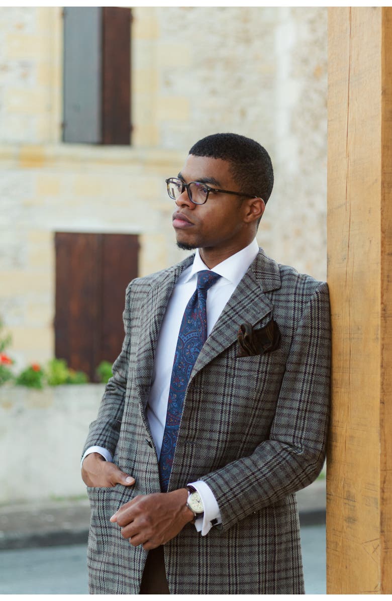 Elizabetta Marsala - Printed Madder Silk Tie for Men, Alternate, color, Blue